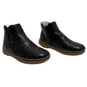 Rieker Ankle Boots Leather Sherpa Lined Womens EU 39 US 8-8.5 Boho